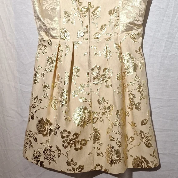3/$20--Gold Metallic Mini Dress, Floral Rose, Ark & Co. Sz 8, NWOT - Picture 7 of 15